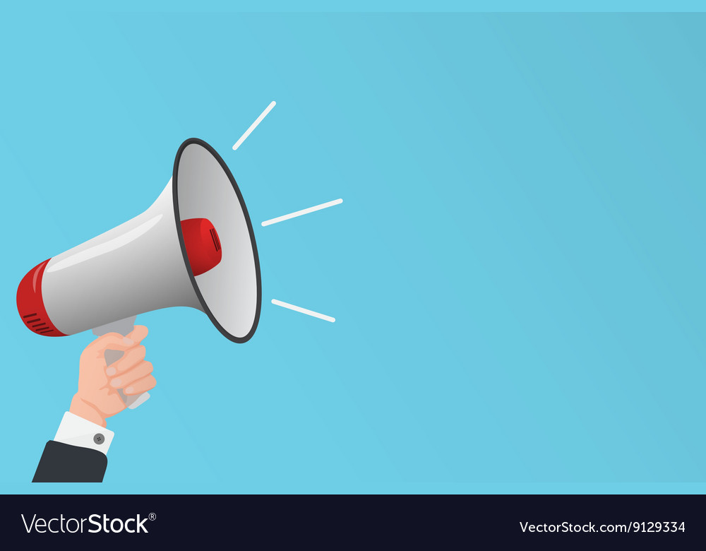 Hand holding megaphone business finance Royalty Free Vector