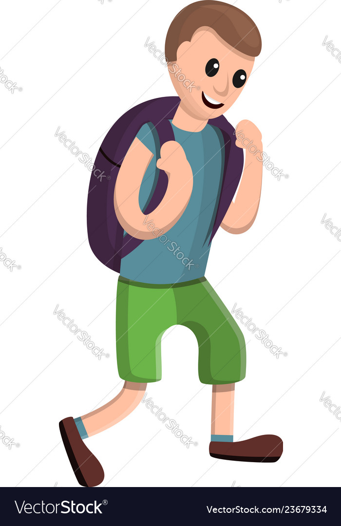 Happy boy with backpack icon cartoon style Vector Image