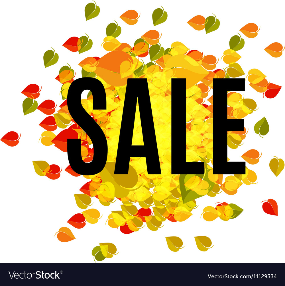 Isolated abstract colorful sale logo on leaves