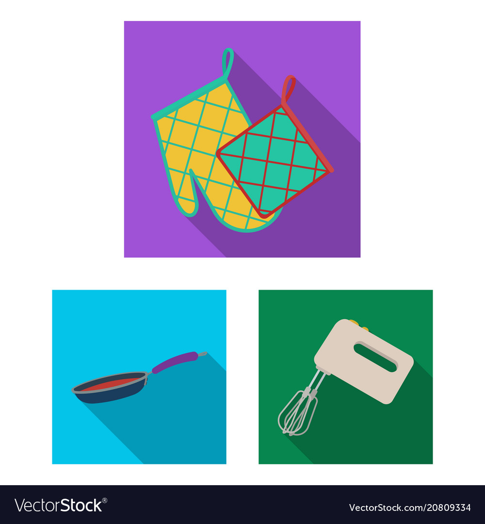 Kitchen equipment flat icons in set collection Vector Image