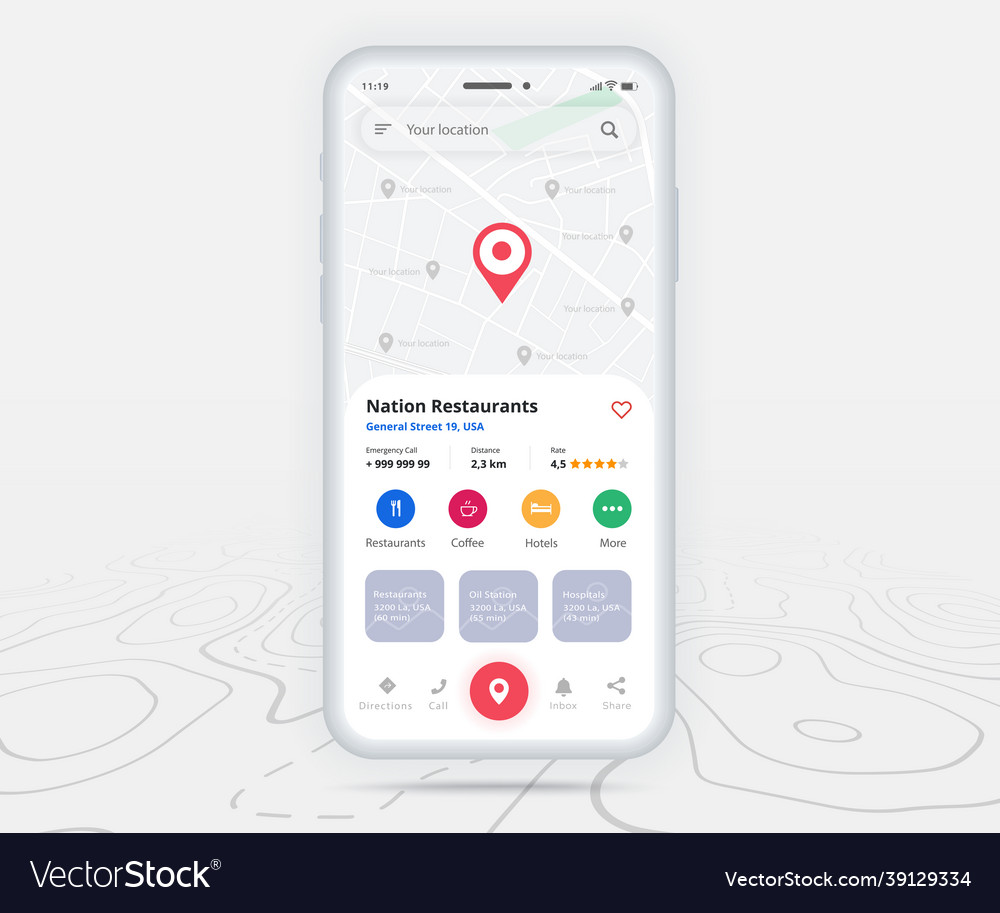 Map gps navigation smartphone application Vector Image