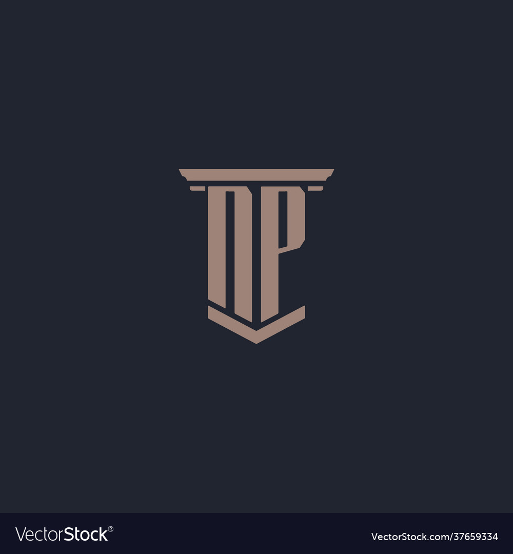 Np initial monogram logo with pillar style design