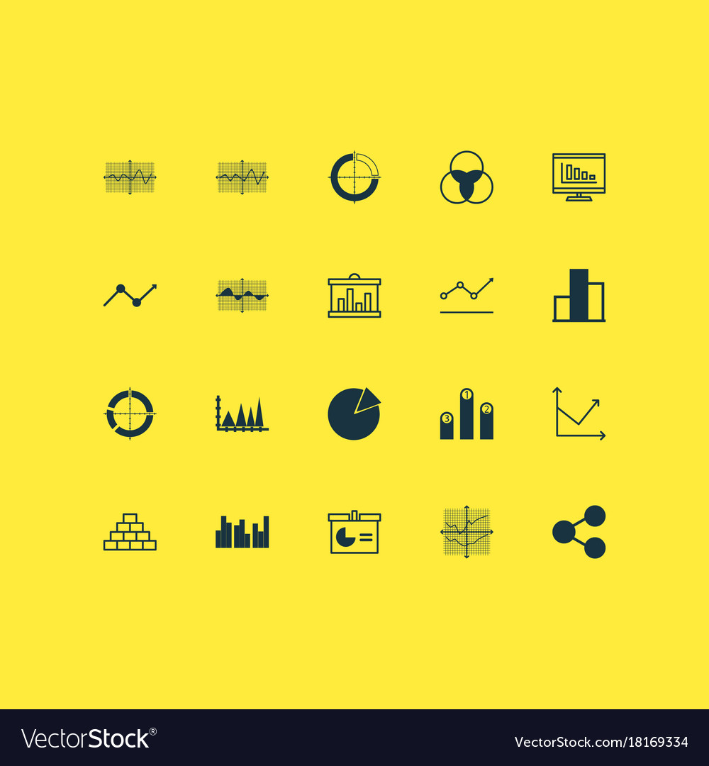 Set of graphs diagrams and statistics icons