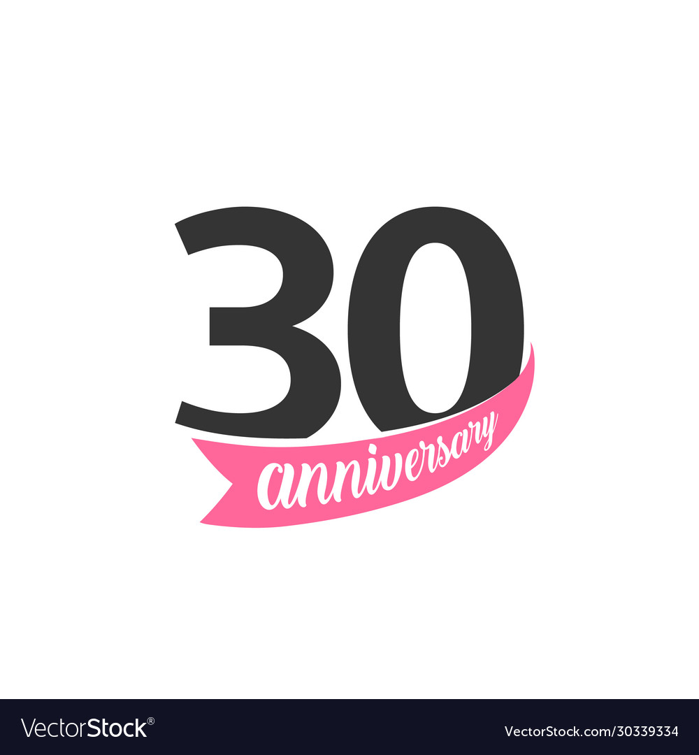 Thirtieth anniversary logo number 30 vector image Thirtieth anniversary logo number 30