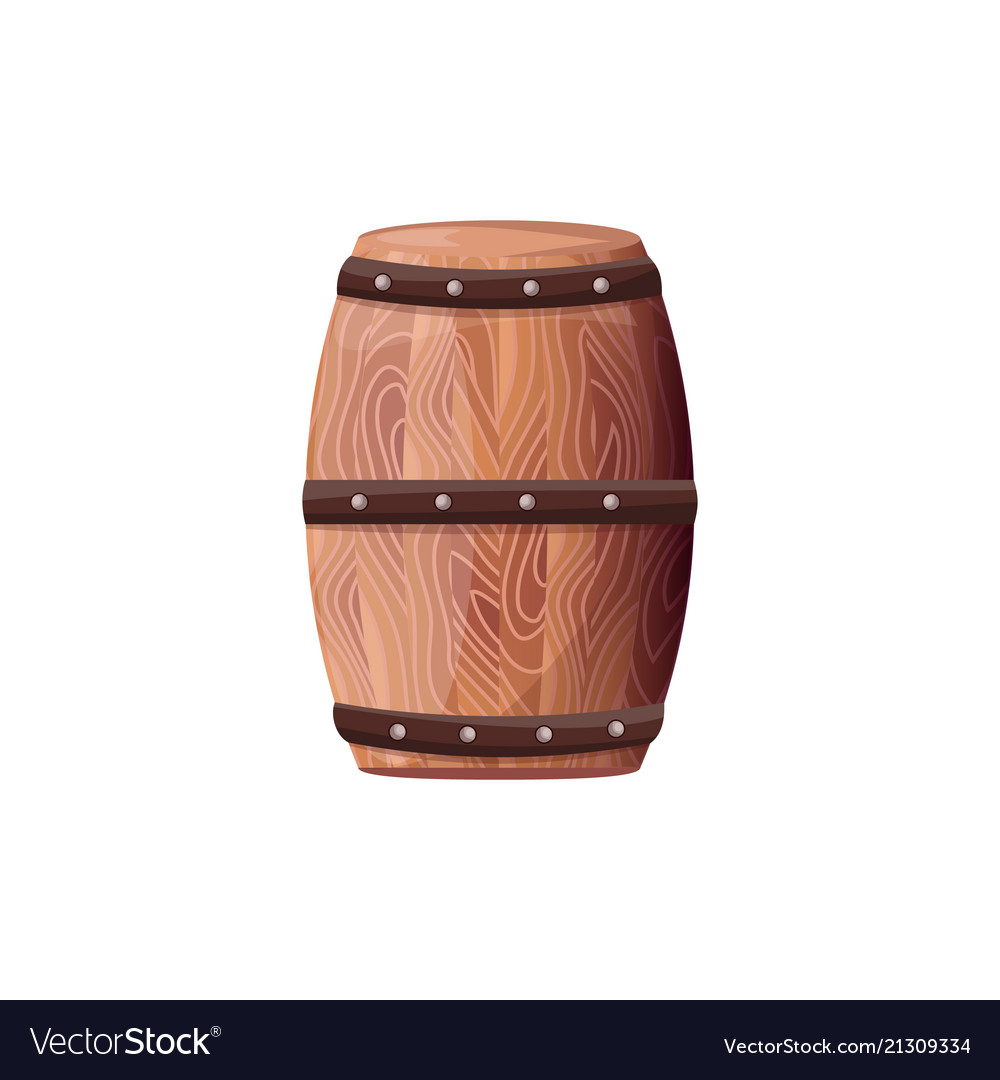 Wooden barrel with wine on white container Vector Image