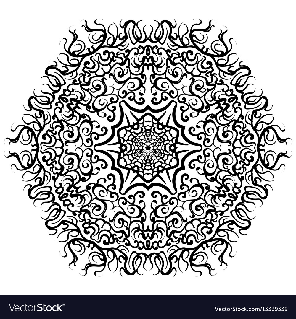 Abstract mandala circular monochrome pattern