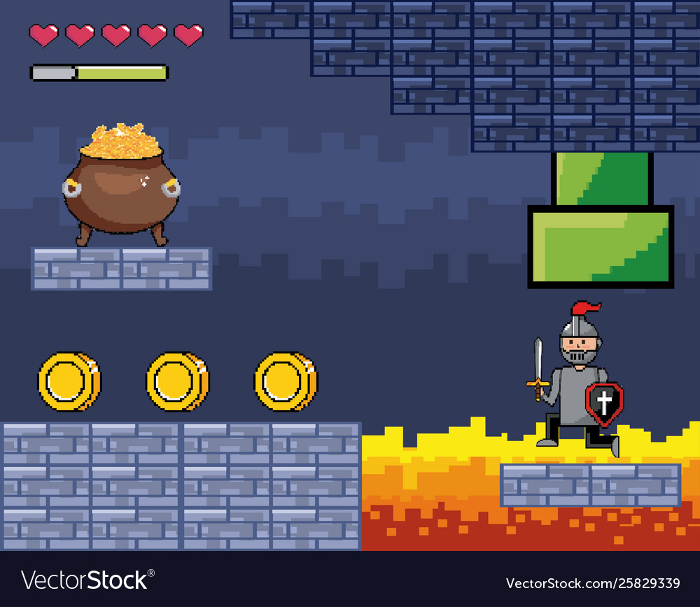Arcade game world and pixel scene design