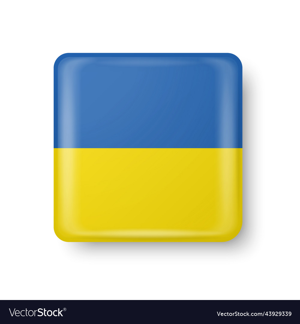 Button pin badge with ukrainian flag struggle Vector Image