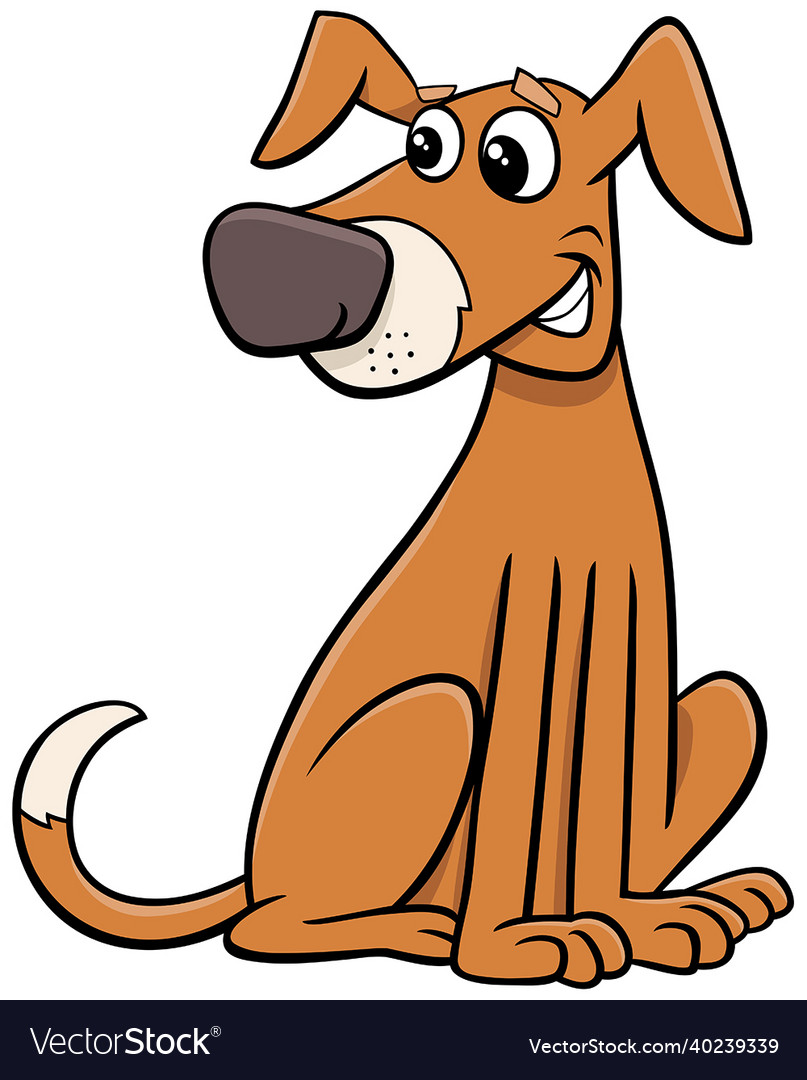 Cartoon funny yellow dog comic animal character Vector Image