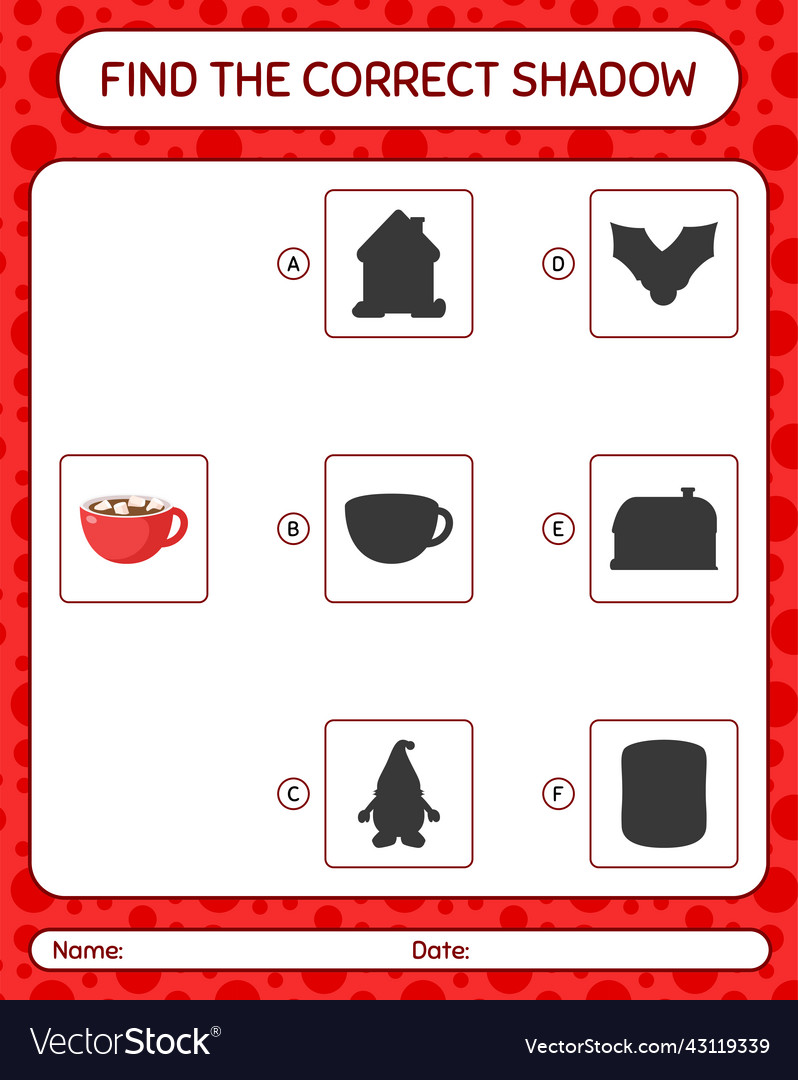 Find the correct shadows game with marshmallow vector image Find the correct shadows game with marshmallow