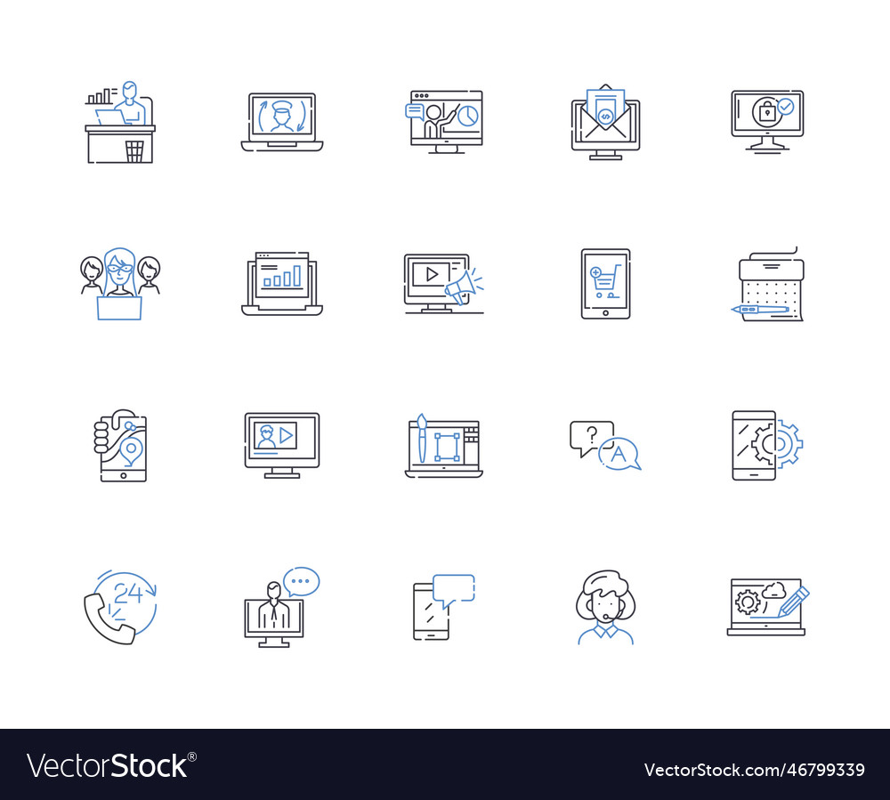 Guest line icons collection hospitality Royalty Free Vector