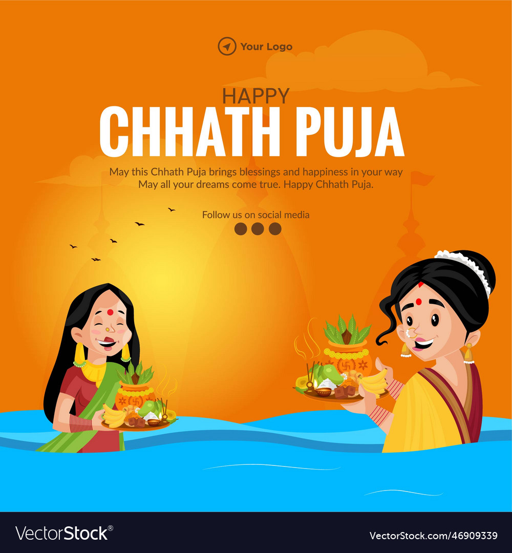 Happy chhath puja banner design template Vector Image