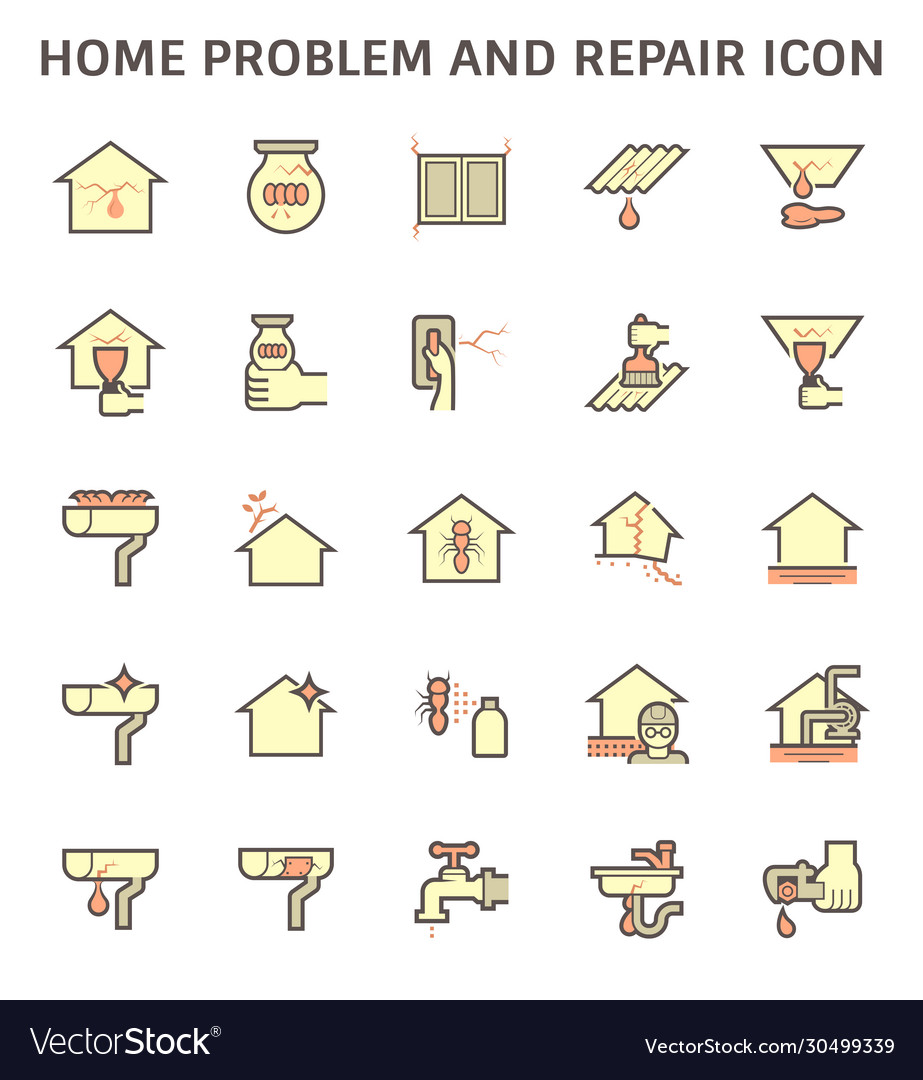 Home problem and repair service icon set design