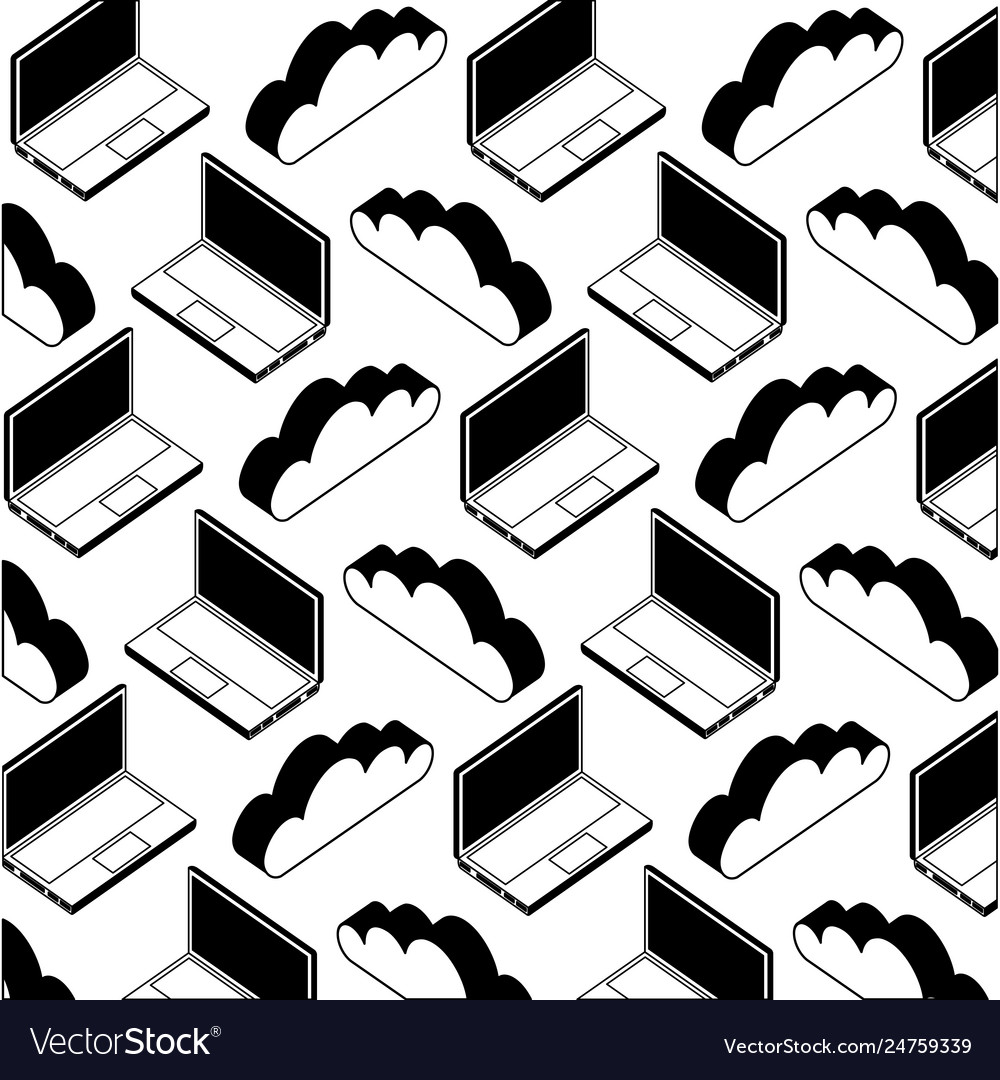 Laptop computer with cloud computing pattern