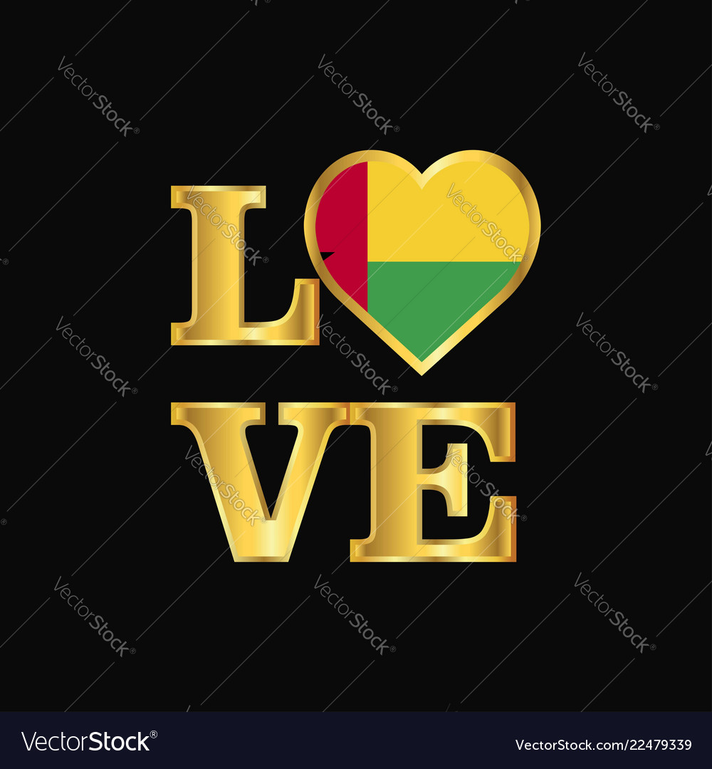 Liebe Typografie guinea bissau flag design gold