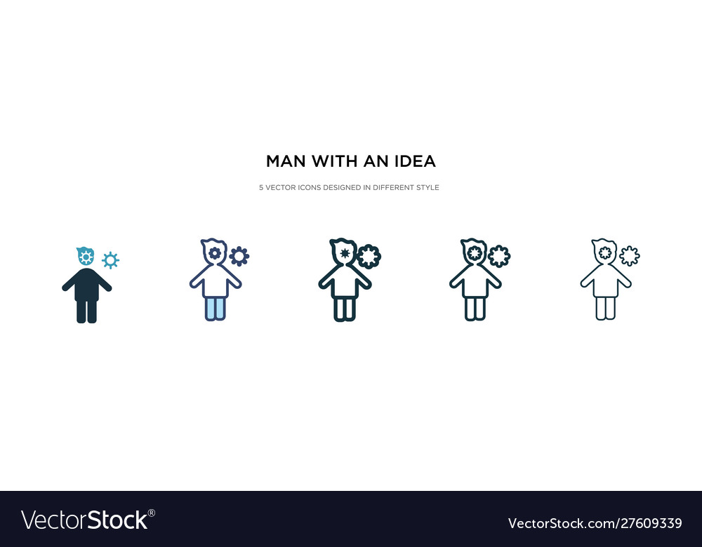 Man with an idea icon in different style two vector image Man with an idea icon in different style two