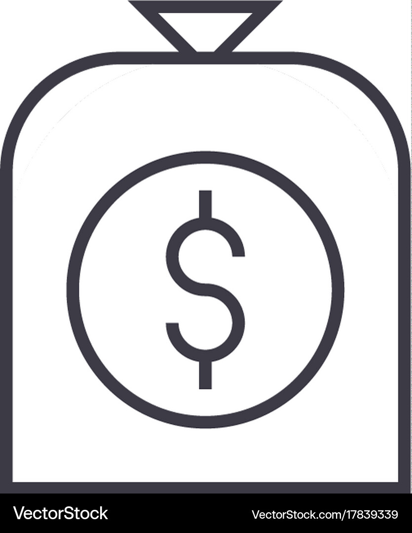 Money bag line icon sign Royalty Free Vector Image