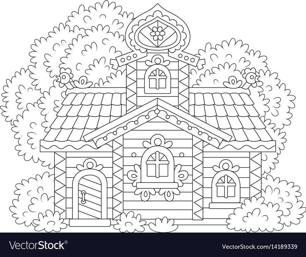 Ornate Log Cabin Royalty Free Vector Image Vectorstock