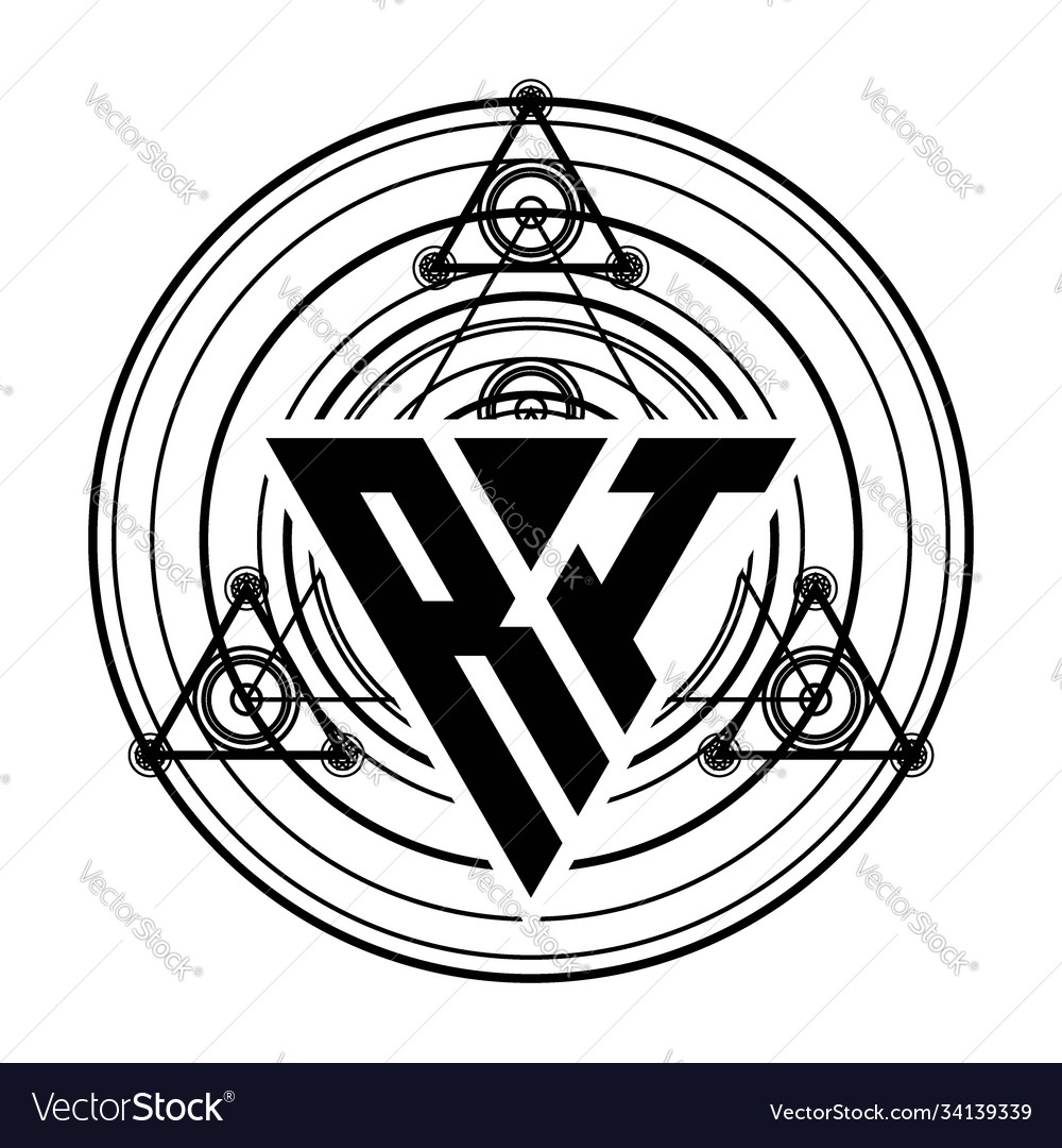 R i monogram letter logo with triangle shape