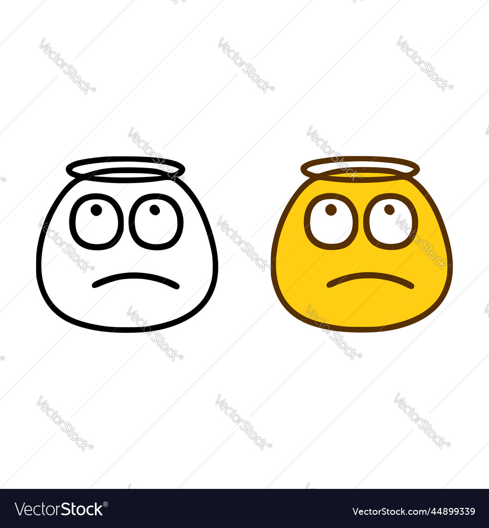 Sad holy emoticon in doodle style isolated