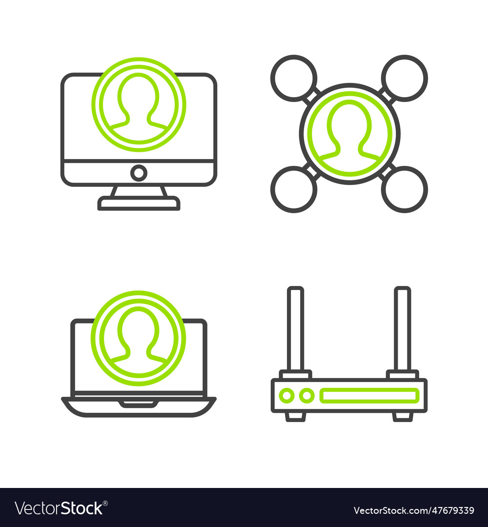 Set line router and wi-fi signal create account vector image Set line router and wi-fi signal create account