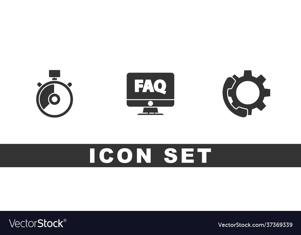 Set stopwatch computer monitor and faq Vector Image Set stopwatch computer monitor and faq