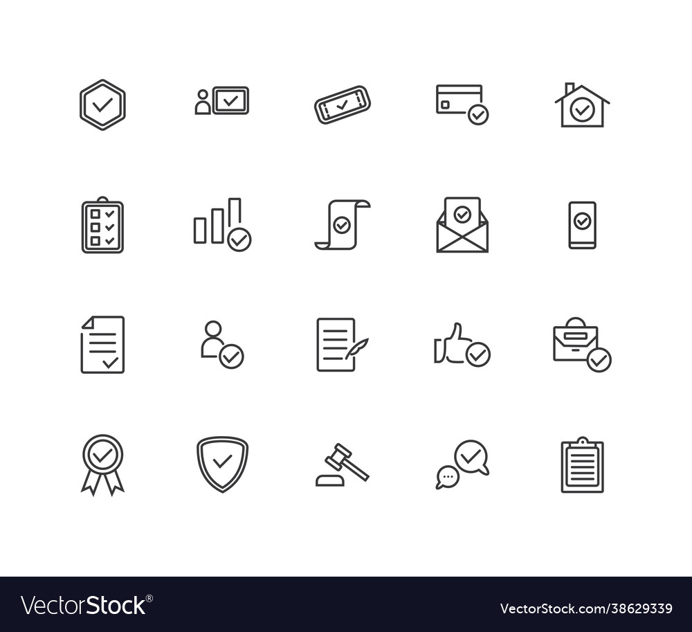 Simple set approve related line icons