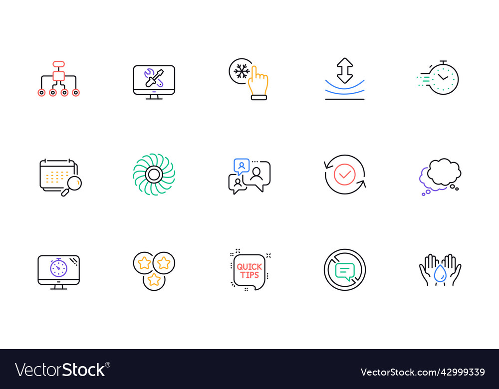 Stars restructuring and timer line icons vector image Stars restructuring and timer line icons