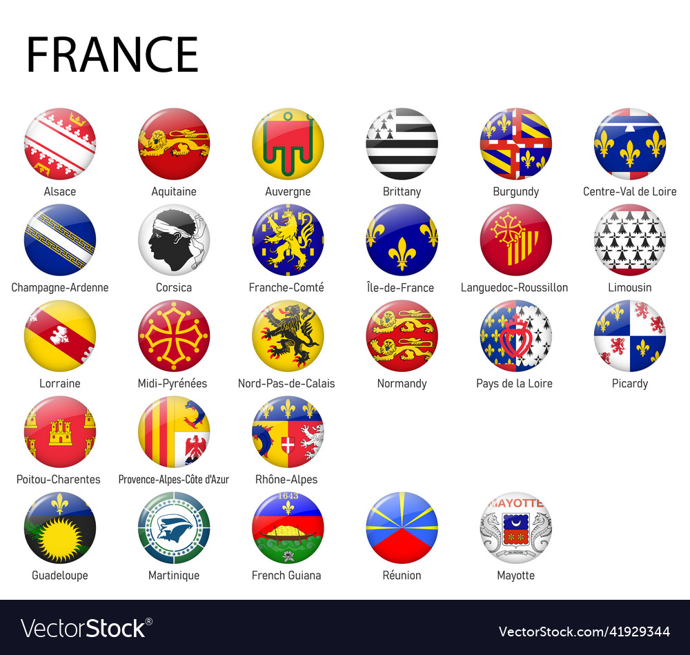 All Flags Of Regions France Royalty Free Vector Image