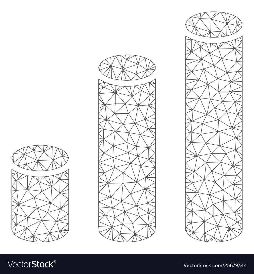 Bar chart cylinders mesh 2d model vector image Bar chart cylinders mesh 2d model