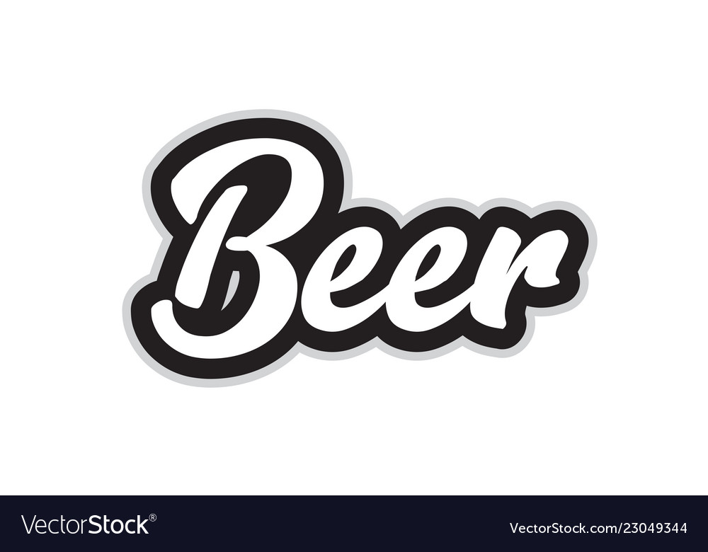 Black and white beer hand written word text Vector Image