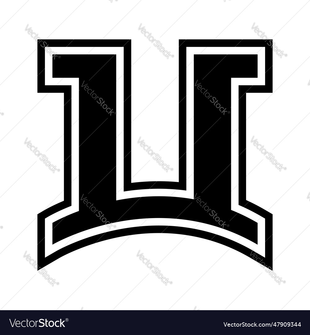 Black arch shaped letter u icon Royalty Free Vector Image