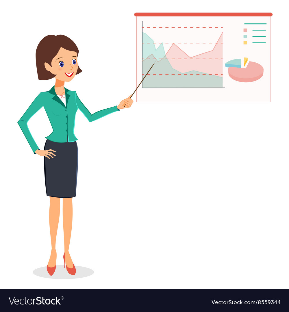 Business woman pointing on graph diagram