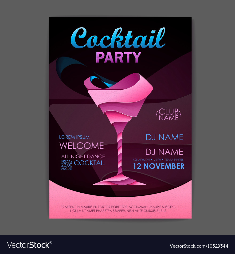 Disco Cocktail Party Poster 3d Design Royalty Free Vector