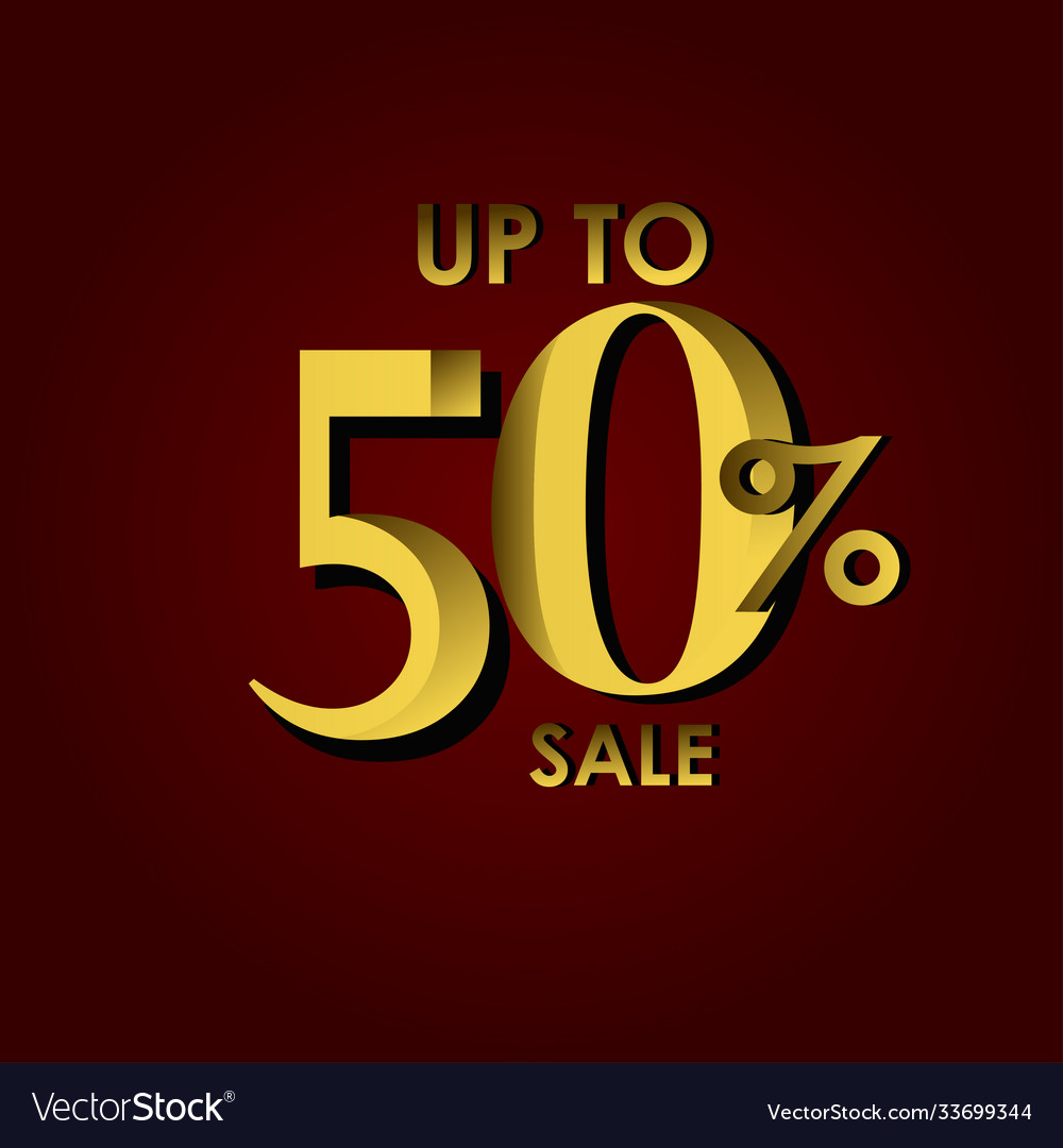 Discount Sale Label Up To 50 Red Gold Template Vector Image