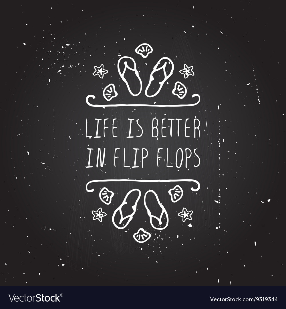 Hand-sketched typographic element with flip flops
