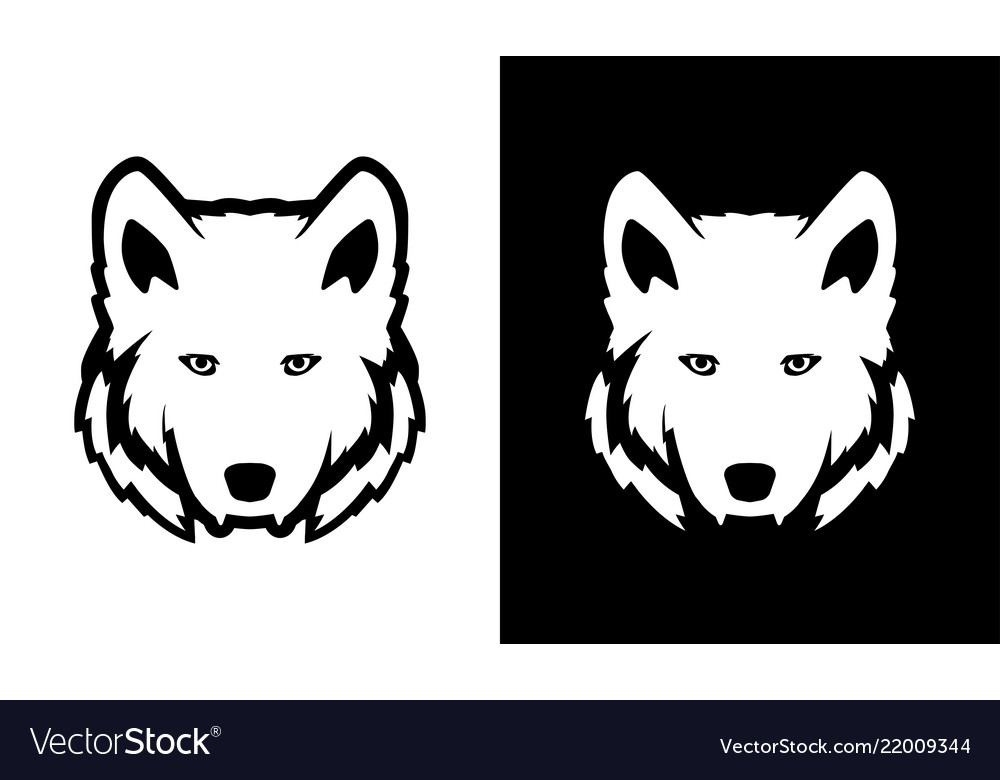 Head of wolf in black and white colors