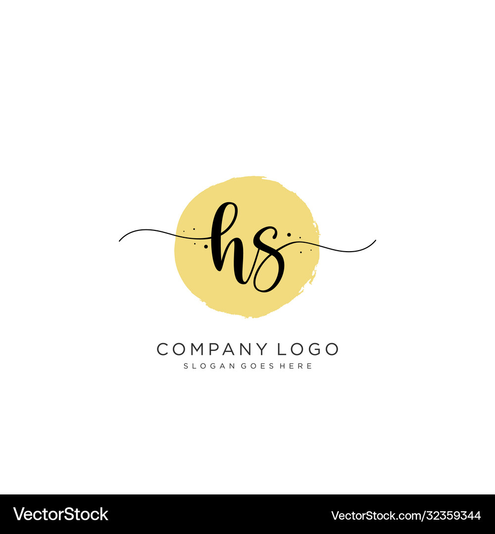 Hs initial handwriting logo design Royalty Free Vector Image