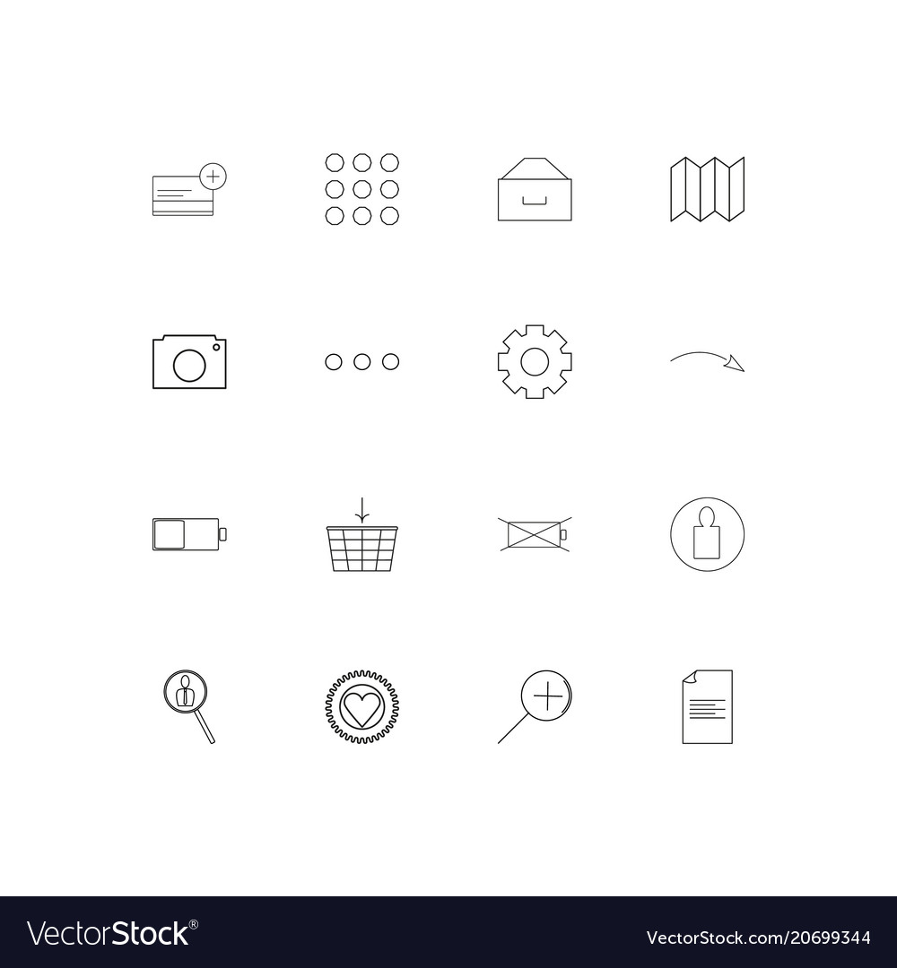 Interface simple linear icons set outlined
