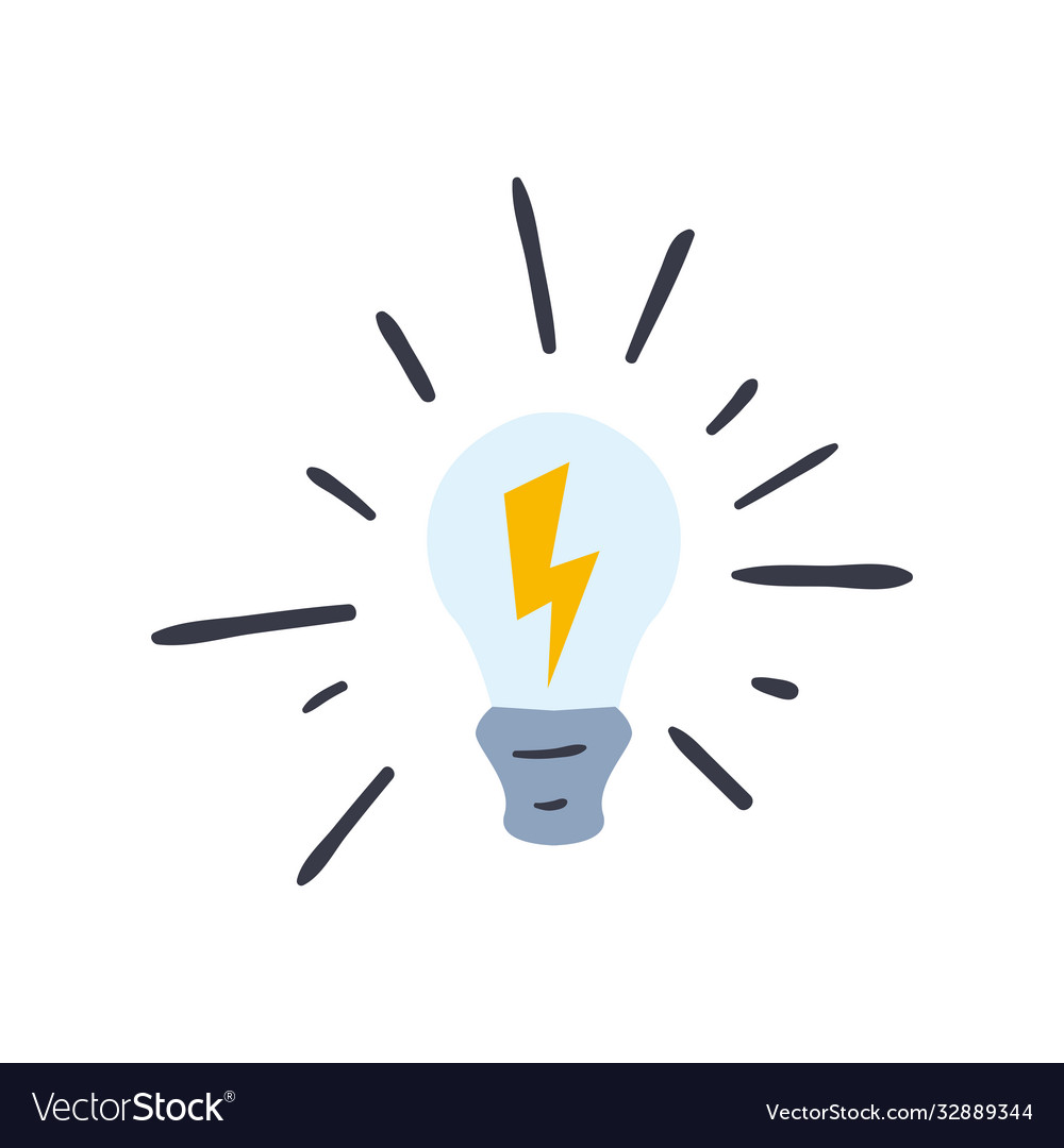 Light bulb with thunder line and fill style icon