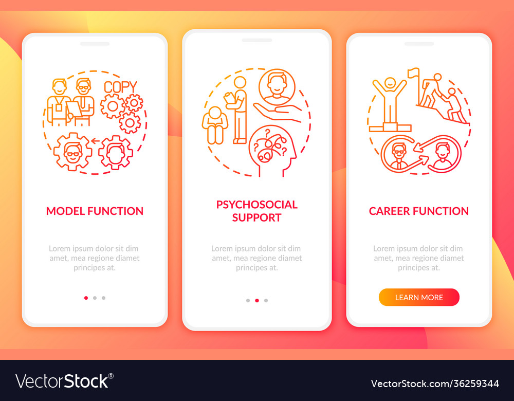 Model and career functions onboarding mobile app vector image Model and career functions onboarding mobile app