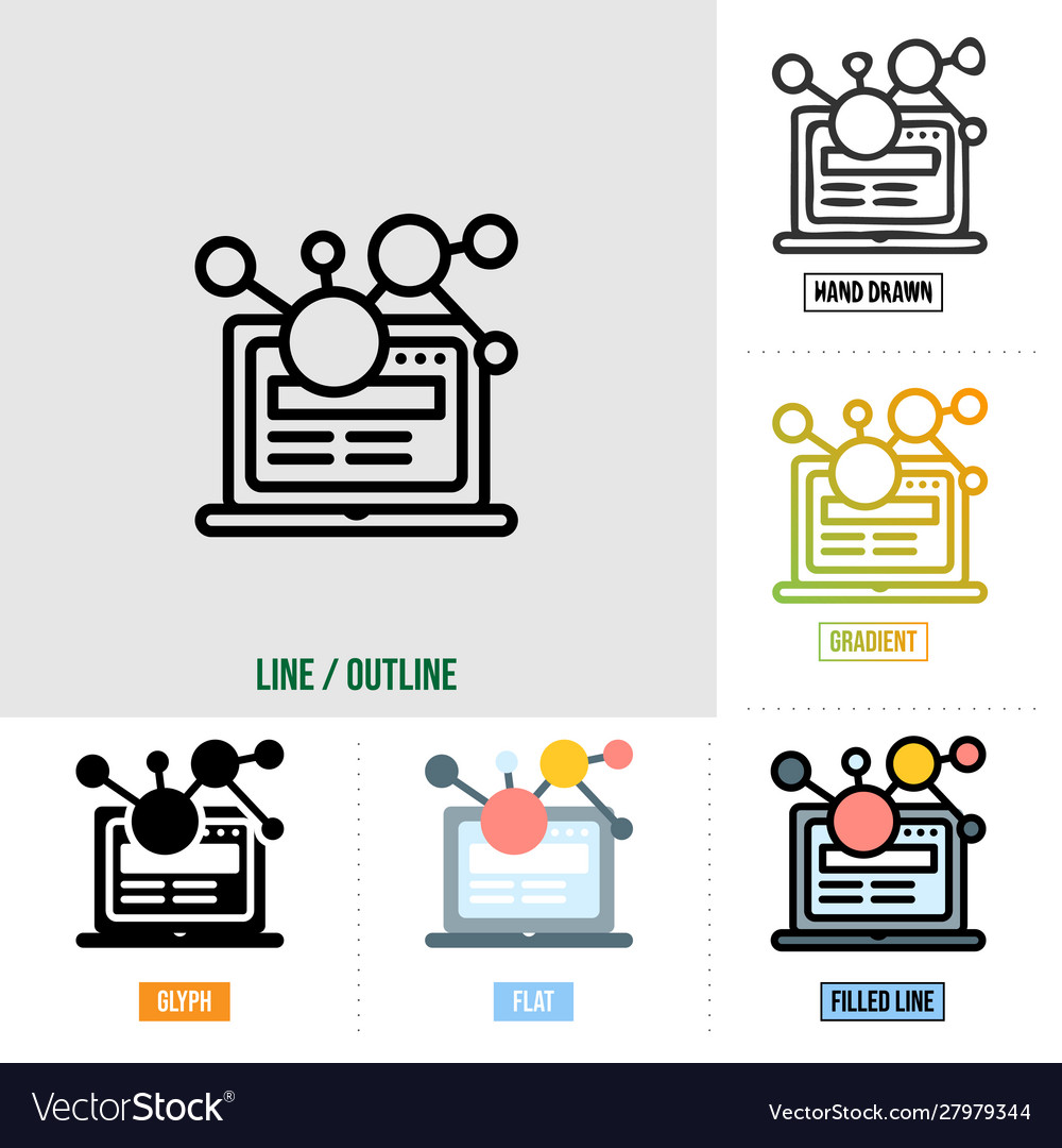 Networking icon in six different styles based