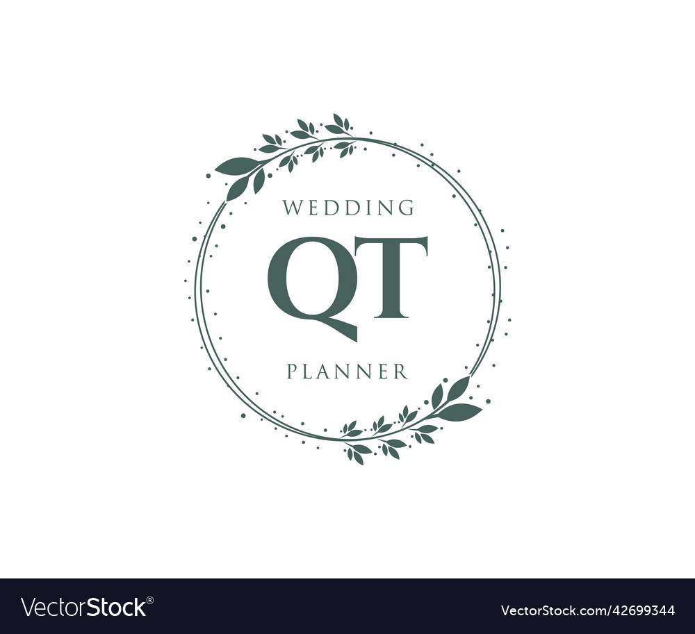 Qt initials letter wedding monogram logos