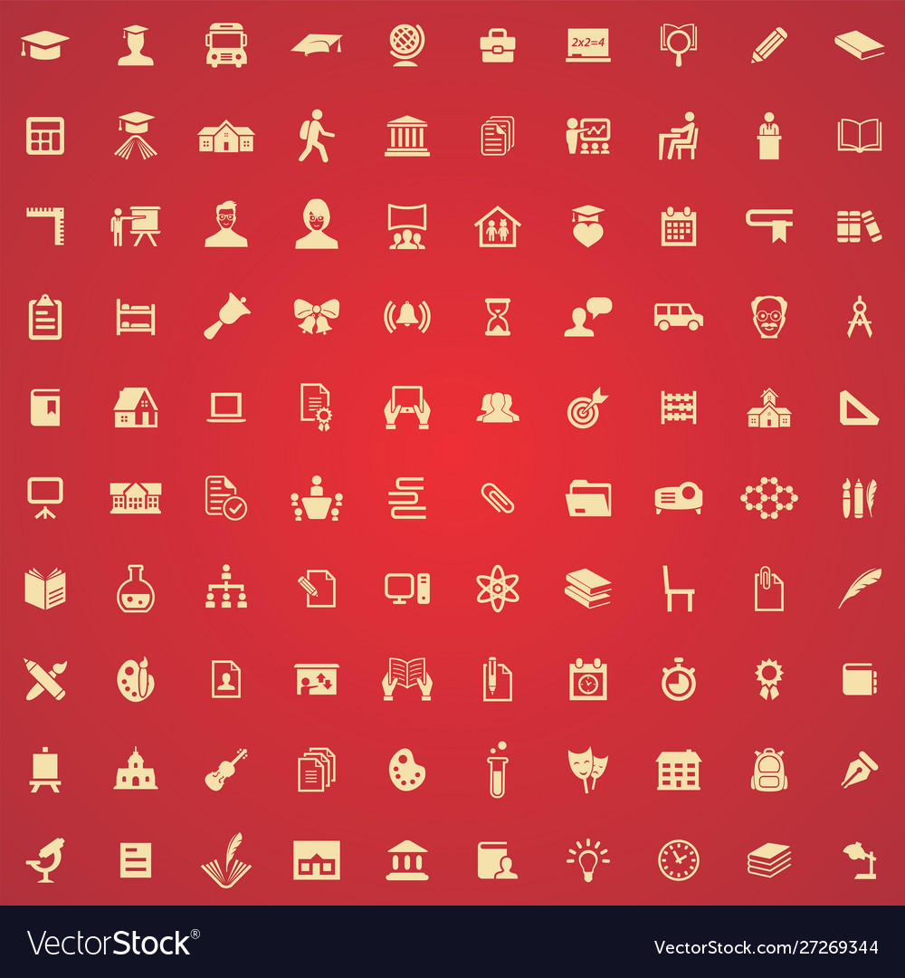 School 100 icons universal set for web and ui