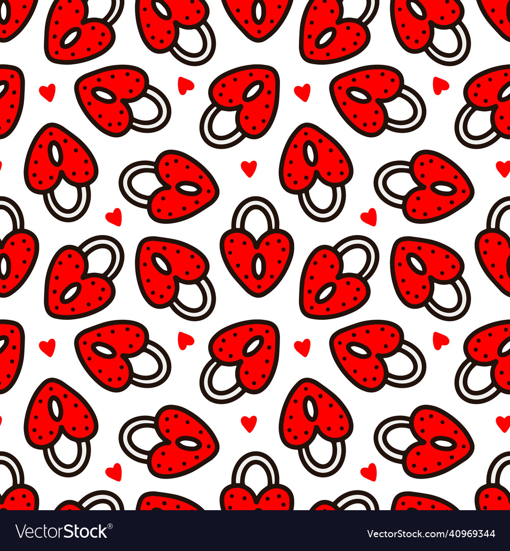 Seamless pattern with red locks and hearts vector image Seamless pattern with red locks and hearts