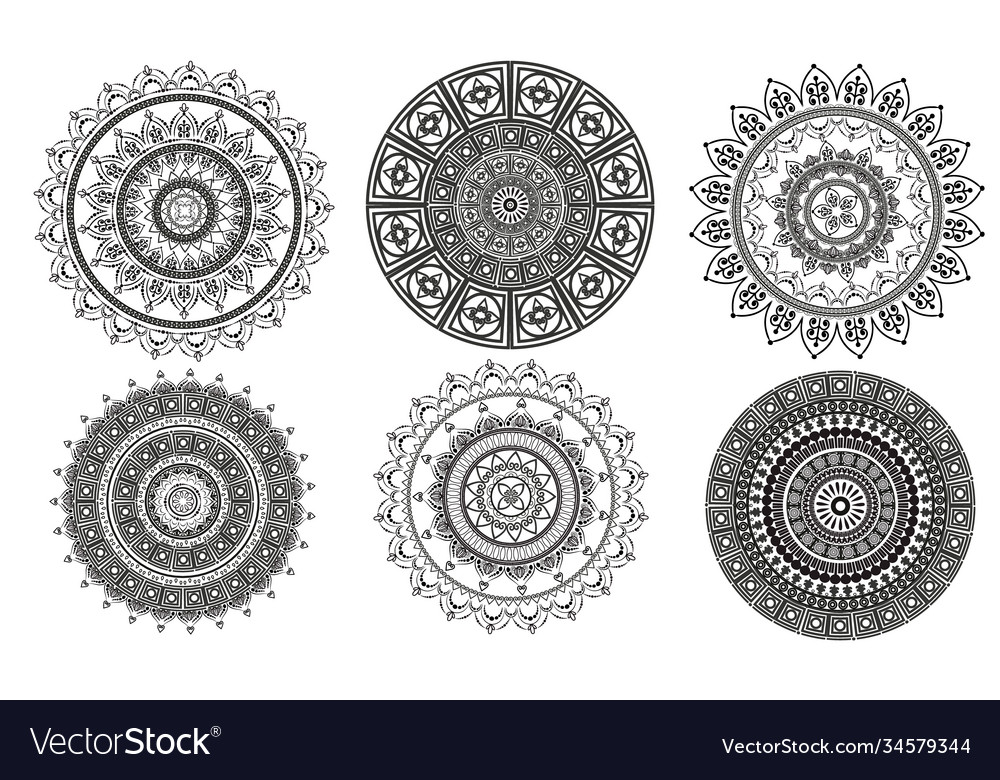Set circular patterns in form mandala vector image Set circular patterns in form mandala