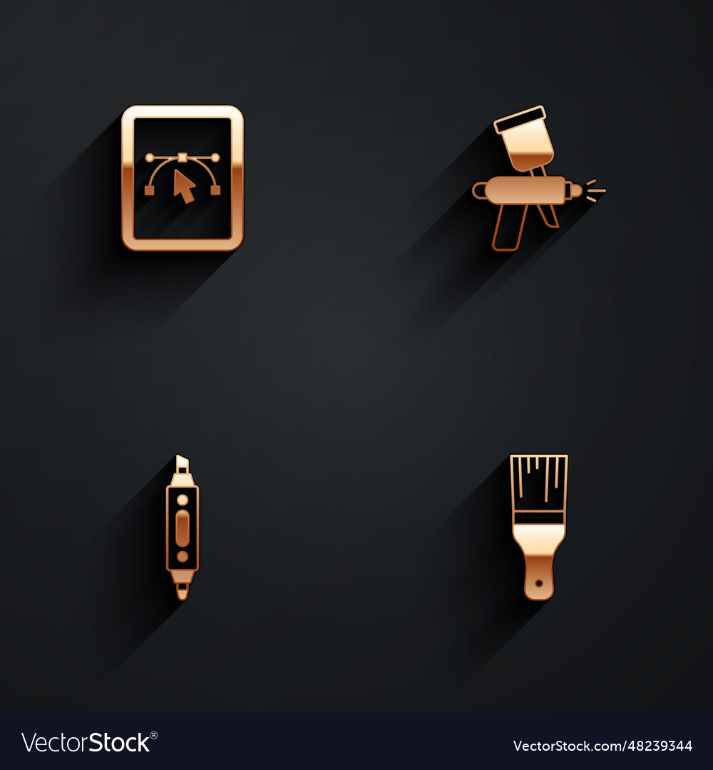 Set computer with design program paint spray gun vector image Set computer with design program paint spray gun