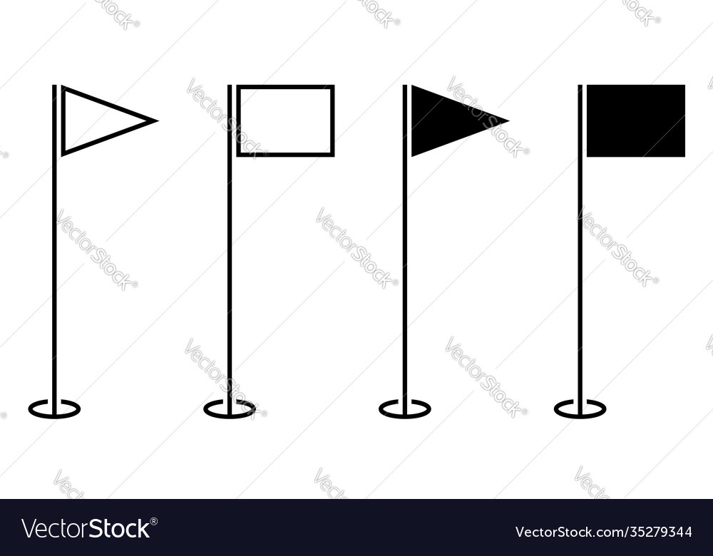 Set icons triangular and finishing golf flag