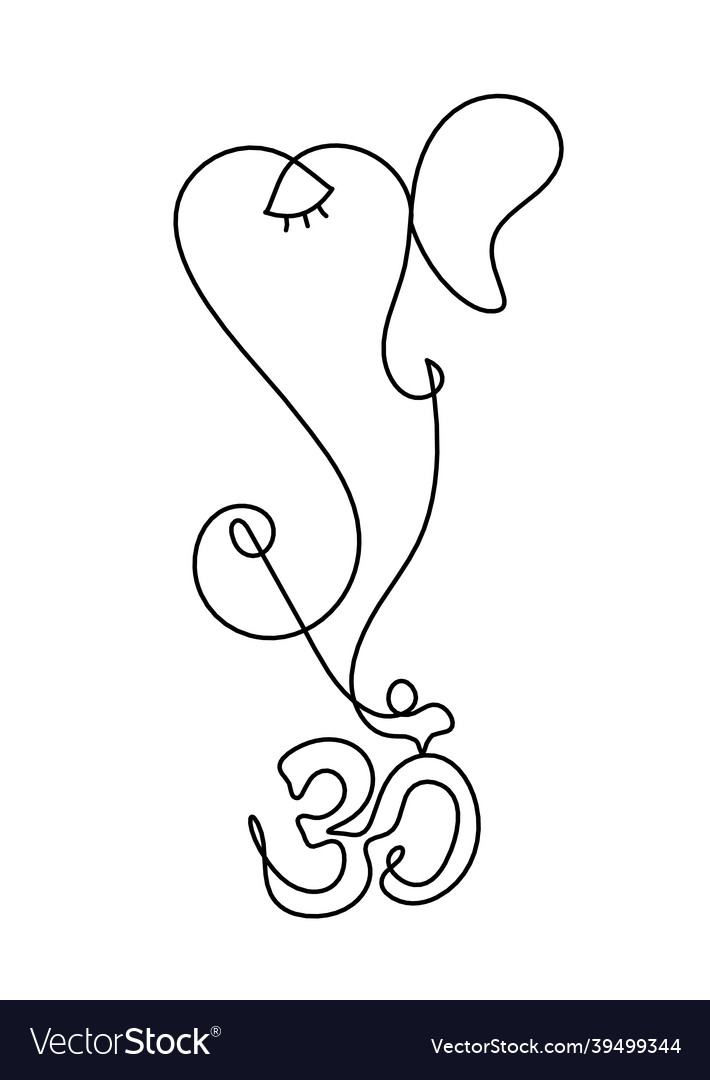 Silhouette of lord ganesha and sign of om as line Vector Image