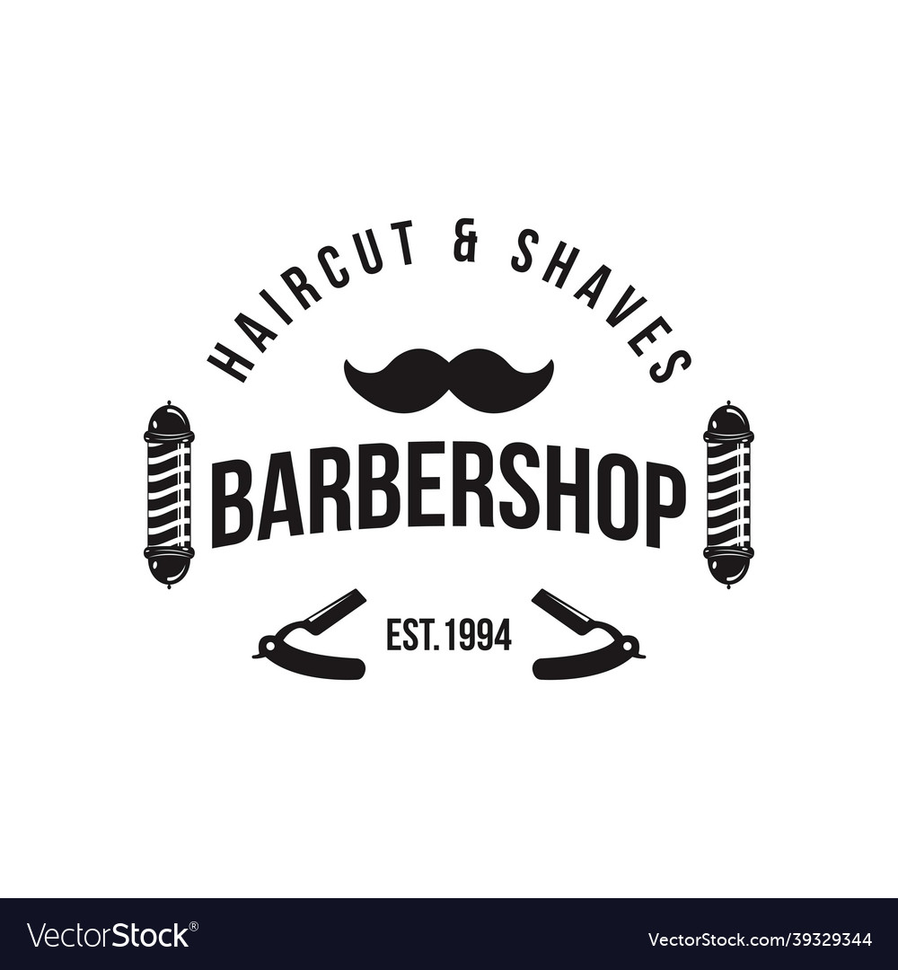 Vintage barbershop logo template Royalty Free Vector Image